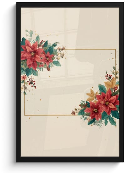 Poster in lijst - Fotolijst 40x60 cm - Posters - Kerst - Pointia - Omlijsting - Kleurrijk - Posterlijst zwart - Decoratie - Wanddecoratie woonkamer - Muurdecoratie slaapkamer - Kerstversiering - Kerstdecoratie voor binnen - Kerstmis