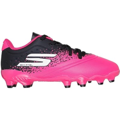 Skechers Stevige grondvoetbalschoenen voor kinderen (Zwart/roze)