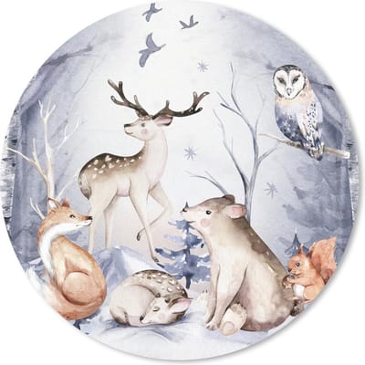 Muismat rond 20x20 cm - Mousepad Bos - Winter - Kerst - Ronde muismatten - Kerst - Cadeau - Kerstcadeau voor mannen en voor vrouwen