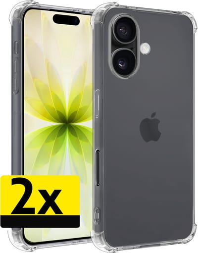 Hoesje - 2 Stuks - Geschikt voor Apple iPhone 17 - Sterk & Shockproof - Siliconen Case - Back Cover - Telefoon Hoes Shock Proof - Telefoonhoesjes - Transparant