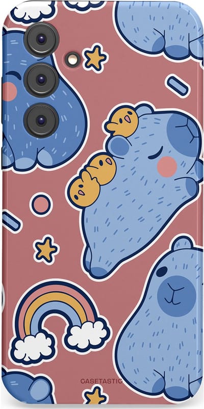 Casetastic Hoesje Geschikt voor Samsung A35 - Stijlvolle Beschermende Duo-layer Case - Capibara knuffelvriend