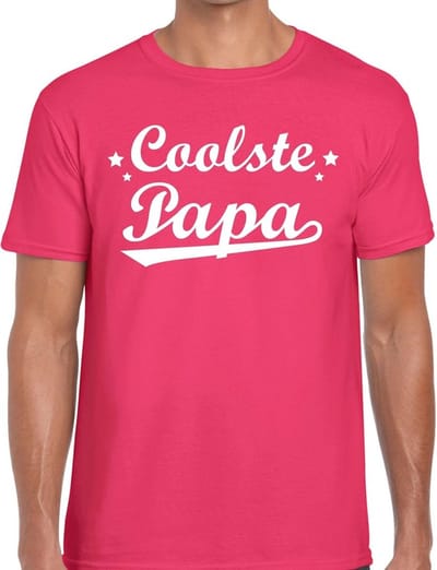 Coolste papa t-shirt roze voor heren - roze coolste papa cadeaushirt - vaderdag shirt S