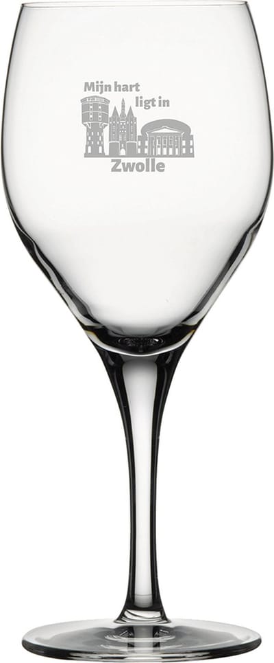 Gegraveerde Rode wijnglas 42,5cl Zwolle