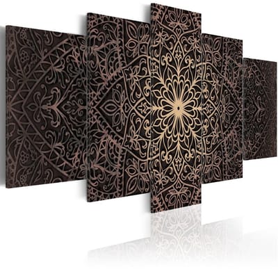 Schilderij - Oosterse Kunst , mandala , 5 luik