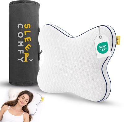 Sleep Comfy Classics - Hoofdkussen Slaapkamer - Orthopedisch - Ergonomisch - Anti Nekklachten - Vlinder Visco Kussen | 55x46x13 cm