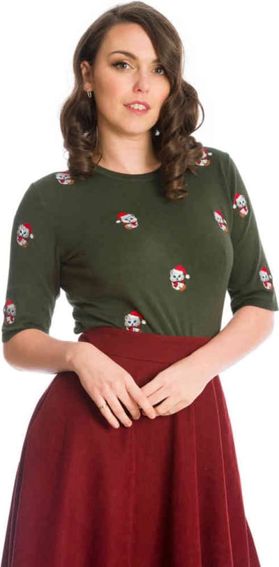 Dancing Days - HOLLY CAT Kersttrui - S - Groen