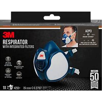 3M ademhalingstoestel 4255+, beschermingsklasse A2P3, geïntegreerde filters, verpakking per 1 stuk
