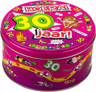 30 jaar snoeptrommel - vrouw - koektrommel - 14x7,5 cm - 30e verjaardag cadeau