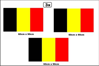3x Vlag Belgie 60cmx 90cm - België supporters vlag polyester zwart/geel/rood EK WK National festival sport
