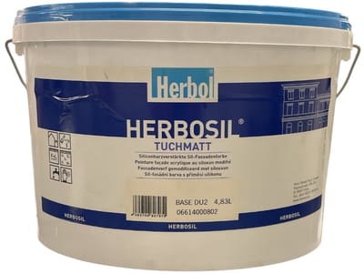Herbol Herbosil Tuchmatt - Hoogwaardige matte gevelverf versterkt met siloxaanhars - 5 L - RAL 9010 Pure White ( gebrokenwit)