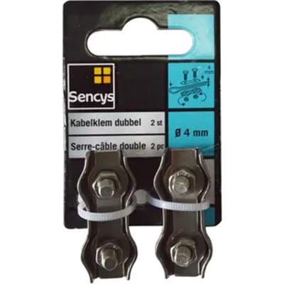 Sencys Kabelklem - Rvs - Dubbel - Diam. 4mm - 2 Stuks