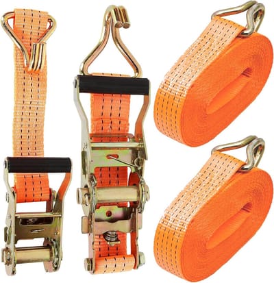 Ratel Spanbanden - Sjorbanden met Haak - Vracht Beveiligen - Verdikte Rand - 4 cm x 3 m - Oranje