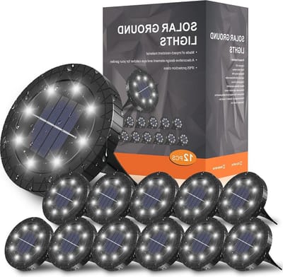 Witte vloerlamp op zonne-energie met 8 leds voor buiten IP65 waterdicht - 12 stuks led-tuinlampen