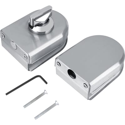 Serrure de porte en verre en acier inoxydable 10-12 mm, bouton rotatif pour ouverture/fermeture, pour maison, hôtel, salle de bain gray