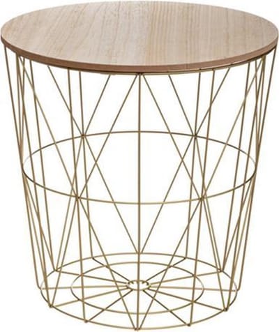 Bijzettafel draadmand - Opbergmand - Goud Metaal - 41 x 39.5cm