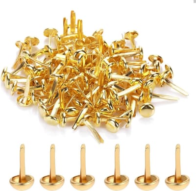 100 stuks ronde kopklemmen voor papier, scrapbooking en doe-het-zelf projecten, metalen klemmen voor school en kantoor