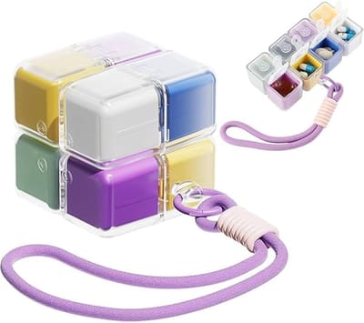 Pillendoosje - Magnetische Medicijnendoosje Met 8 Compartimenten - Travel Pill Organizer - opbergdoos voor onderweg - Medicatie opbergdoos - Storage of Vitamins and Daily use etc - Kleurrijk
