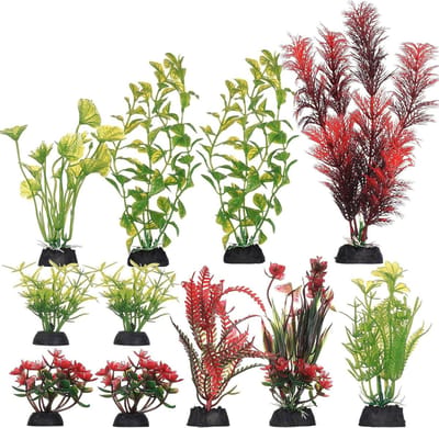 Set van 11 Kleurige Kunstplanten voor het Aquarium - Decoratieve Accessoires en Ornamenten voor Onderwaterlandschappen