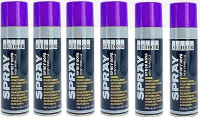 Südor Spuitverfset 6 x 200 ml - Paars - Sneldrogende graffitiverf voor hout, steen, muur, metaal, glas, gips, keramiek
