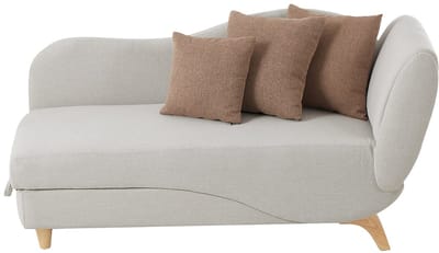 Vente-unique Linkse omzetting méridienne met opbergruimte in beige stof PENELOPE