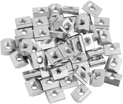 T-Sloten Moeren 50 Stuks voor Aluminium Profielen, Carbon Staal, Geschikt voor 2020/3030 Series, M5 Bevestigingsoplossingen