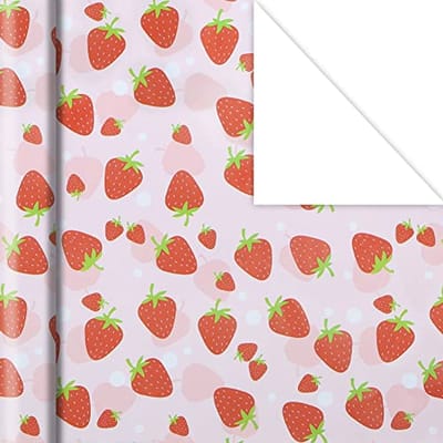 Aardbei Inpakpapier voor Meisjes Verjaardag en Feestjes - 6 Vellen 50x70 cm