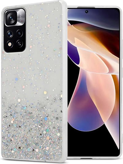Cadorabo Hoesje geschikt voor Xiaomi RedMi NOTE 11 PRO+ in Transparant met Glitter - Beschermhoes van flexibel TPU silicone met fonkelende glitters Case Cover Etui
