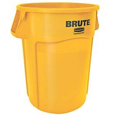 Rubbermaid afvalbak Brute, rond, met luchtkanalen, L 612 x B 717 x H 796 mm, 166,5 l, met UV-bescherming, polyetheen, geel