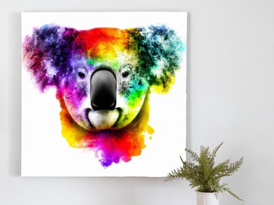Vibrant rainbow koala | Vibrant Rainbow Koala | Kunst - 50x50 centimeter op Dibond | Foto op Dibond