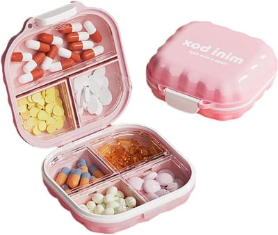 Pillendoos met 7 Compartimenten voor Medicijnen - Draagbare Reisoplossing voor Tabletten en Dagelijkse Zorg, Roze