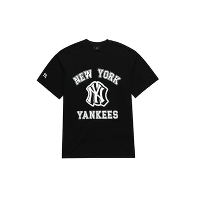 T-shirt Manches Courtes Unisexe Noir Style Collégial Imprimé Lettres Yankees de New York MLB Vintage Américain 3ATSV0233-50BKS XS black