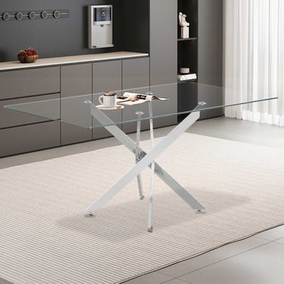 Tafel 'Lasi' 160 cm Glas, Poten Chroom