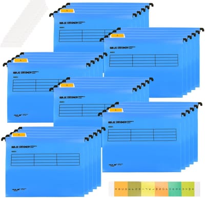 Cosensi- Hangmappen A4 30 stuks - Blauw met tabs - Kunststof - Archief mappen - Grote capaciteit - 34,8 x 24,5 cm - Archiefmappen
