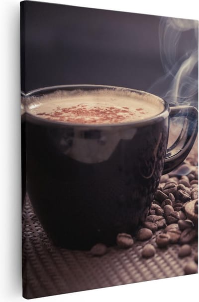 Artaza Canvas Schilderij Koffie - 80x100 cm - Groot - Wanddecoratie Keuken - Muurdecoratie Koffiebonen - Schilderijen Op Canvas Stilleven