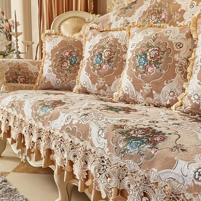 Europese Jacquard Bankkussen Rugleuning Handdoek Geborduurde Rokzoom Bankhoezen Chenille Bankhanddoek Antislip Slijtvast 70x70cm 1pcs