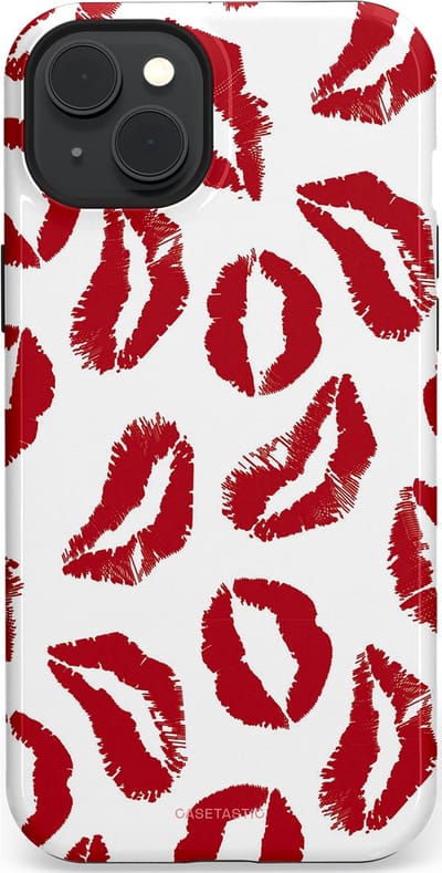 Casetastic Hoesje Geschikt voor Apple iPhone 15 Plus Magsafe - Stijlvolle Beschermende Duo-layer Case - Liefdeskusjes Rood Zoenen