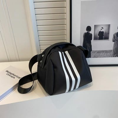 Nouveau Sac Tortue en Tissu Nylon Rayé Sac Coquille Tendance Portable Sac Bandoulière Décontracté Grande Capacité Petit Sac Épaule Unique gray