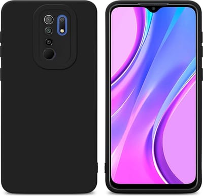 Cadorabo Hoesje geschikt voor Xiaomi RedMi 9 in FLUID ZWART - Beschermhoes gemaakt van flexibel TPU silicone Cover Fluid Case