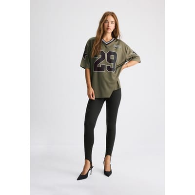 Stradivarius Maxi T-shirt met nummers  Kaki XS