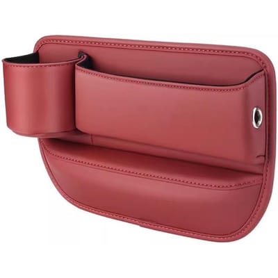 Autostoel Gap Filler Organizer, Auto Voorstoel PU Lederen Auto Opbergdoos met Bekerhouder, Auto Driver Side bordeaux