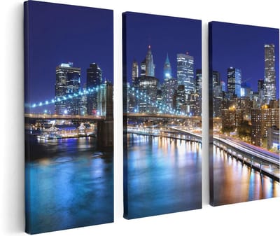 Artaza Canvas Schilderij Drieluik Skyline New York In Het Centrum - 120x80 - Foto Op Canvas - Canvas Print