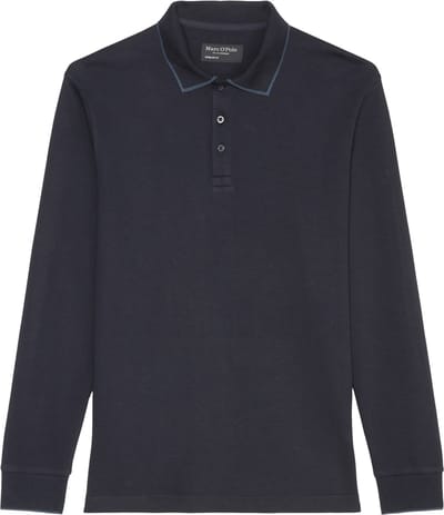 Marc O'Polo regular fit polo - heren poloshirt lange mouw - donkerblauw