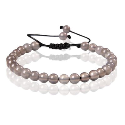Memphis No.2 Natuursteen Armband Dames - 6mm Grijze Agaat