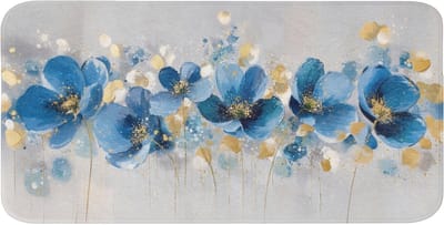 WC mat 120x60 cm - Antislip - Bloemen - Blauw - Abstract - Toiletmat - Vloermat - Douchemat - Toilet tapijt - Toiletmatten