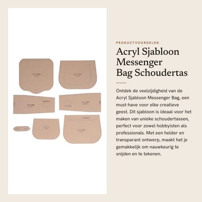 Dailygoods- Sjabloon Transparant - Acryl Sjabloon - Stencil Patroon - Schoudertas Sjabloon - Handtas Sjabloon - Papierbeschermfolie - Tas
