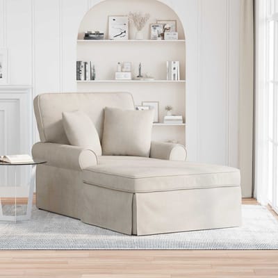 vidaXL - Chaise - Lounge - met - Rok - Crèmekleurig - 157 - x - 91 - x - 91 - cm - ARES