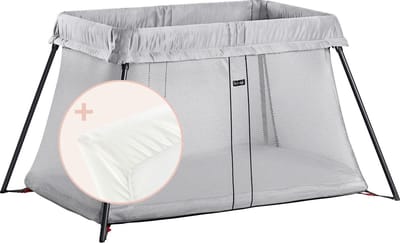 BabyBjörn Reisbedje Light Bundle - Zilver incl Matrasovertrek