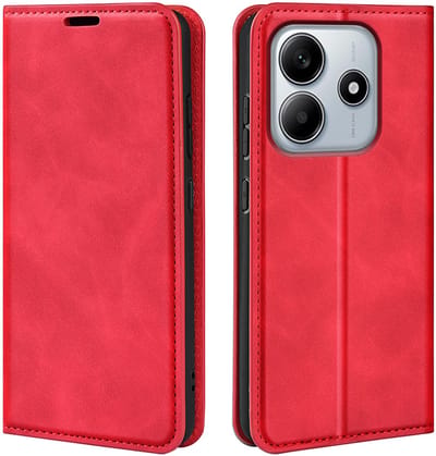 MobyDefend Hoesje - Geschikt voor Xiaomi Redmi Note 14 5G - Luxe Wallet Bookcase (Magnetische Sluiting) - Rood