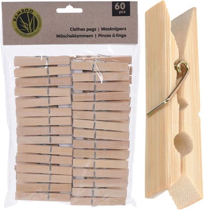 Wasknijpers Houten 60 stuks - Set - Wasgoedknijpers - Knijpers voor Wasrek - Laundry