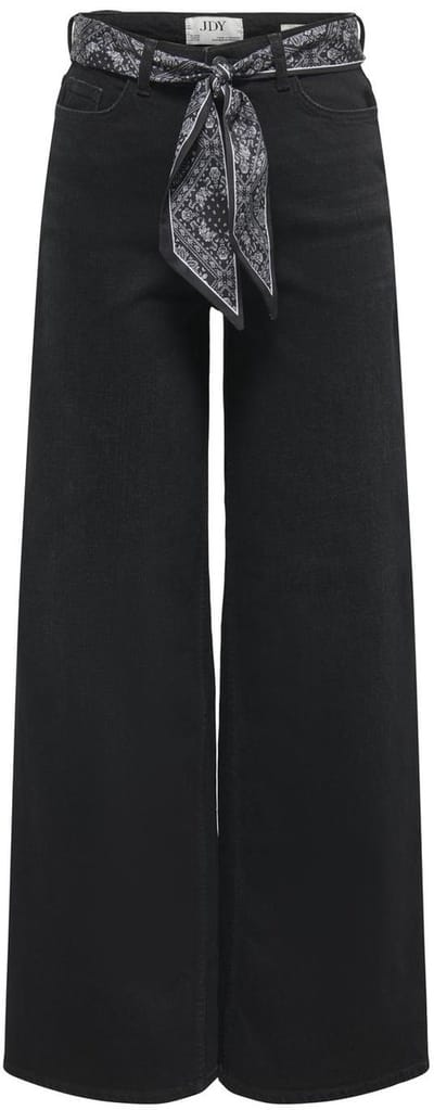 Jacqueline de Yong Jdyvera hw x-wid scarf jeans blk dnm black denim